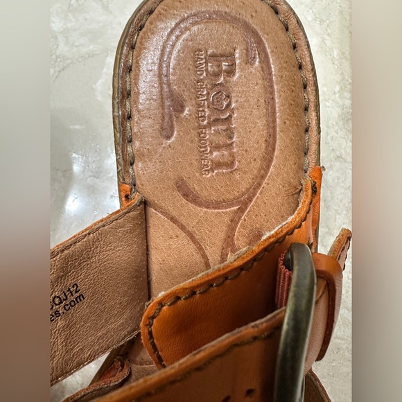 Born  Orange Comfort Sandals Wedge Buckle Leather Slip-On Style Size 6 - Picture 6 of 7